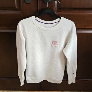 Womens Champion Gray Sweatshirt With Pink Decal